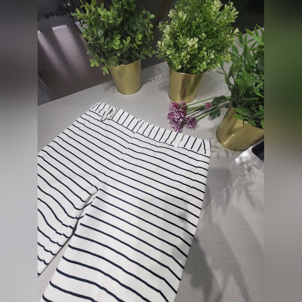 NWOT ZARA Sublime pantalon à jambes droites ajustées rayé blanc et noir - Picture 3 of 8